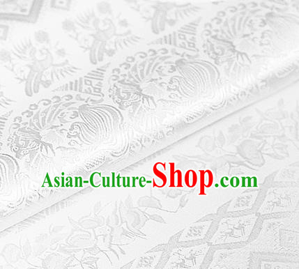 Asian Chinese Traditional Royal Pattern White Brocade Cheongsam Silk Fabric Chinese Satin Fabric Material