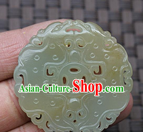 Handmade Chinese Ancient Jade Carving Phoenix Copper Pendant Traditional Jade Craft Jewelry Decoration Accessories