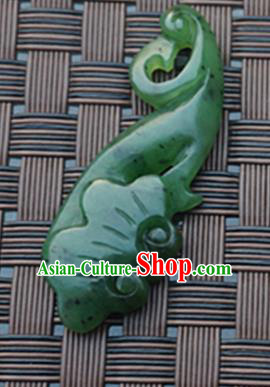 Chinese Handmade Carving Green Jade Pendant Jewelry Accessories Ancient Traditional Jade Craft Decoration