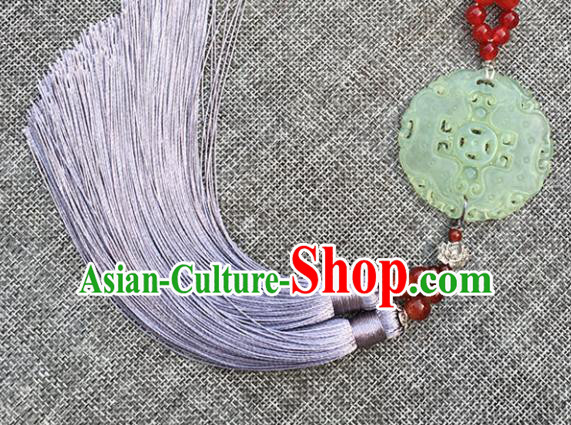 Chinese Handmade Jade Craft Carving Waist Accessories Tassel Jade Pendant Jewelry Decoration