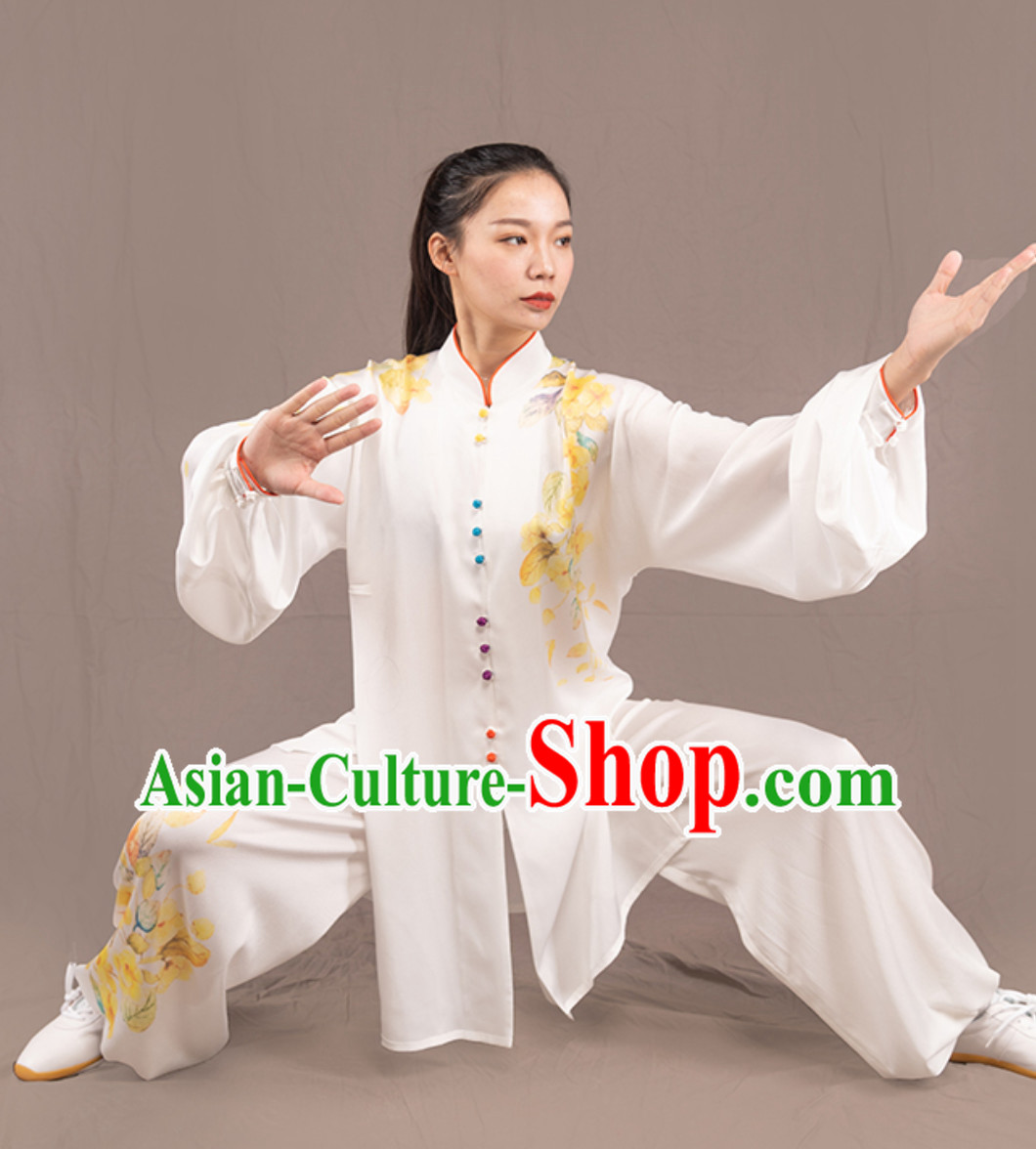 Top Chinese Traditional Competition Championship Professional Tai Chi Uniforms Taiji Kung Fu Wing Chun Kungfu Tai Ji Sword Gong Fu Master Stage Suits Clothes Complete Set