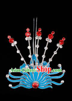 Chinese Handmade Beijing Opera Hair Accessories Traditional Ancient Princess Red Crystal Phoenix Hairpins for Women