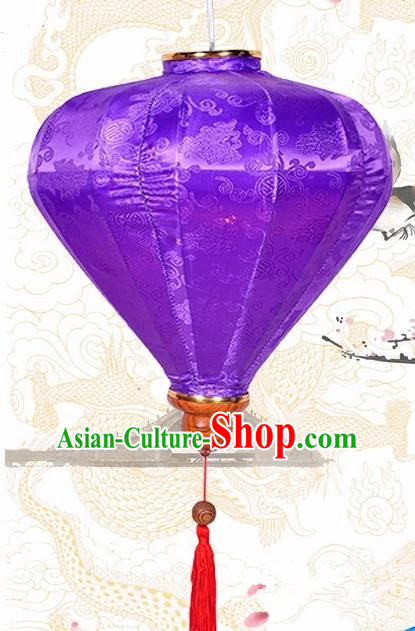 Chinese Traditional Lantern Handmade Purple Silk Lanterns Ceiling Lamp New Year Lantern