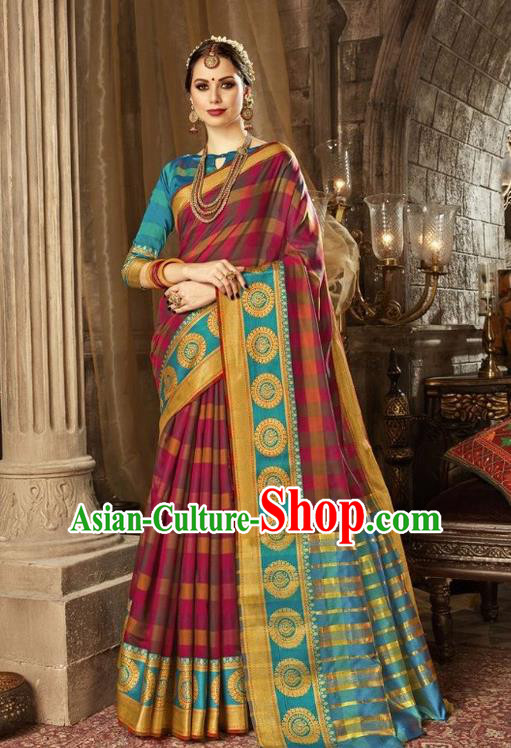 Asian India Traditional Bollywood Queen Rosy Sari Dress Indian Court Costume for Women