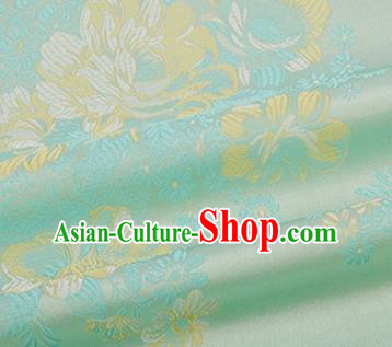 Chinese Traditional Peony Pattern Design Silk Fabric Green Brocade Tang Suit Fabric Material