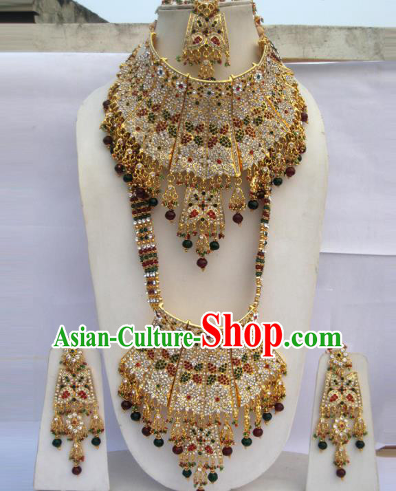 Traditional Indian Jewelry Accessories Bollywood Court Princess Necklace Earrings and Hair Clasp for Women