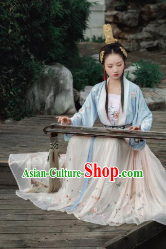 Traditional Chinese Tang Dynasty Princess Embroidered Hanfu Dress Ancient Drama Court Lady Historical Costume for Women