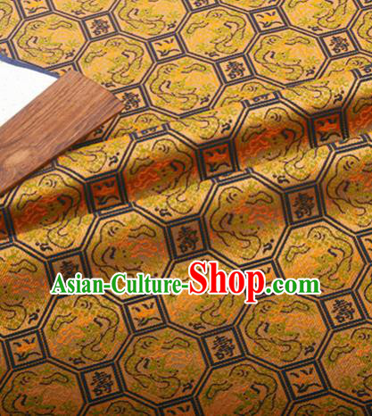 Chinese Traditional Hanfu Silk Fabric Classical Longevity Dragon Pattern Design Golden Brocade Tang Suit Fabric Material