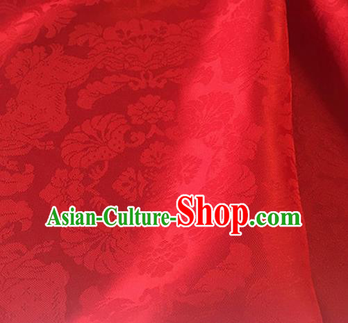 Chinese Traditional Flowers Pattern Design Red Brocade Fabric Asian Silk Fabric Chinese Fabric Material