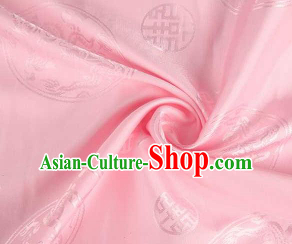 Chinese Classical Round Dragon Pattern Design Pink Brocade Traditional Hanfu Silk Fabric Tang Suit Fabric Material