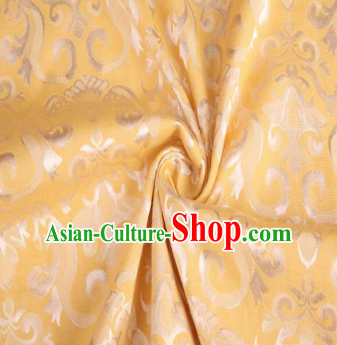 Chinese Classical Didymaotus Pattern Design Yellow Brocade Traditional Hanfu Silk Fabric Tang Suit Fabric Material