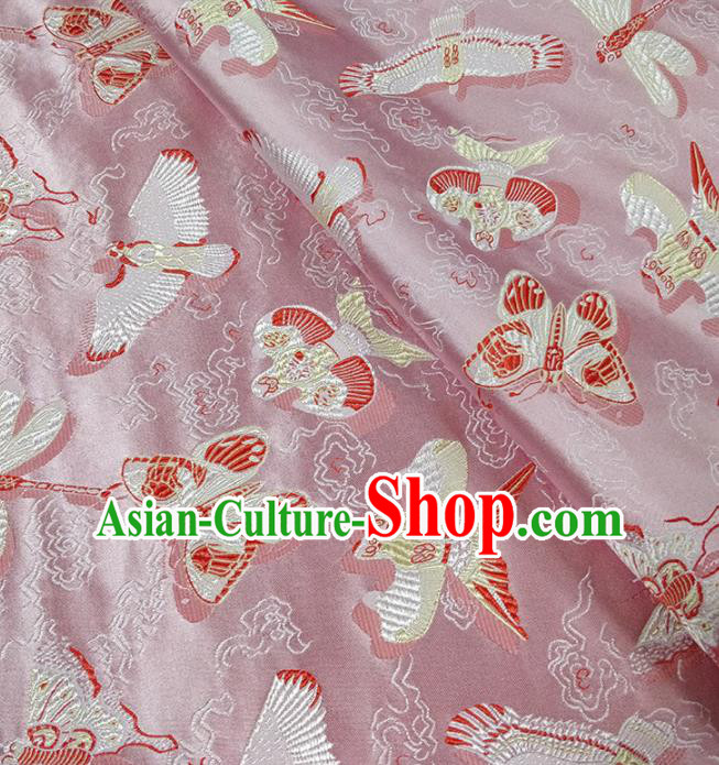 Traditional Chinese Classical Kites Pattern Design Fabric Pink Brocade Tang Suit Satin Drapery Asian Silk Material