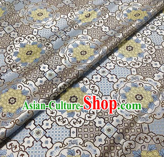 Traditional Chinese Classical Tibetan Pattern Design Fabric White Brocade Tang Suit Satin Drapery Asian Silk Material