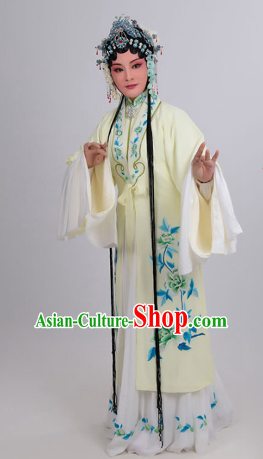 Chinese Traditional Peking Opera Actress Yellow Dress Ancient Court Lady Embroidered Costume for Women