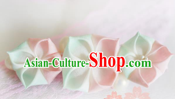 Asian Japan Geisha Green Sakura Hair Claw Japanese Traditional Hair Accessories for Women