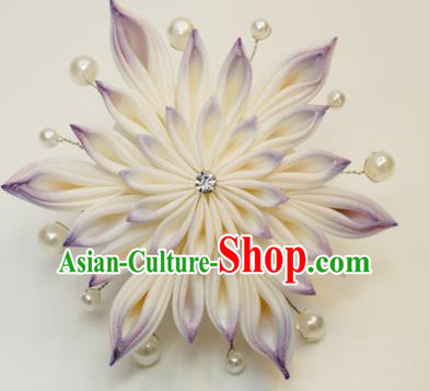 Asian Japan Traditional Geisha Purple Chrysanthemum Hair Claw Japanese Kimono Hair Accessories for Women