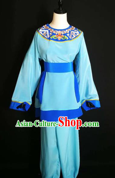 Traditional Chinese Huangmei Opera Servant Blue Costumes Ancient Livehand Clothing for Men