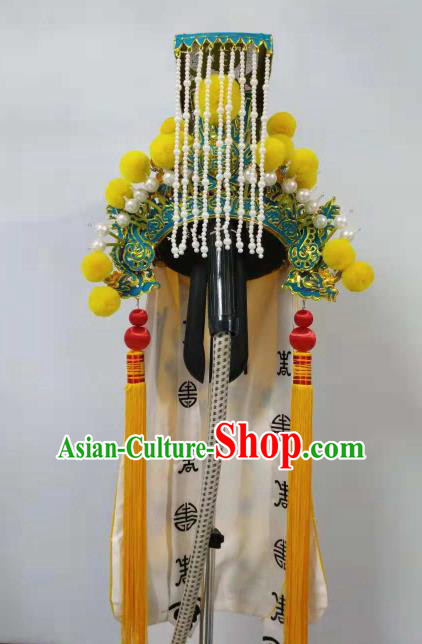 Traditional Chinese Beijing Opera Emperor Hat Ancient Marshal Headwear for Men