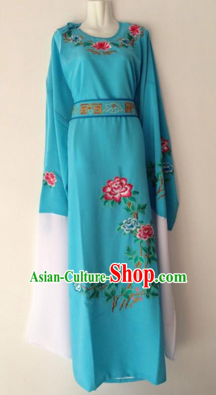 Traditional Chinese Huangmei Opera Niche Blue Robe Ancient Gifted Scholar Costume for Men