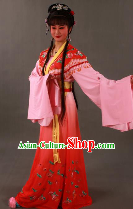 Traditional Chinese Peking Opera Actress Zhu Yingtai Red Dress Ancient Aristocratic Miss Costume for Women