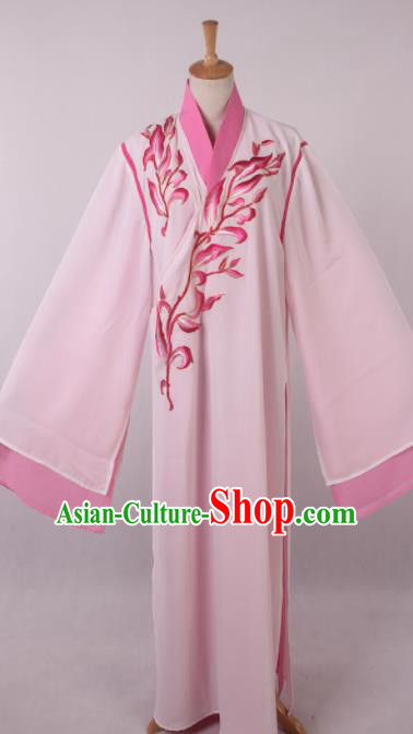 Traditional Chinese Shaoxing Opera Niche Liang Shanbo Pink Robe Ancient Gifted Scholar Costume for Men