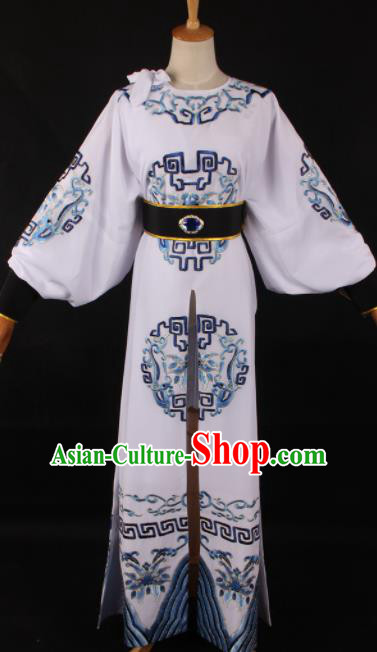 Traditional Chinese Shaoxing Opera Takefu White Clothing Ancient Imperial Bodyguard Costume for Men
