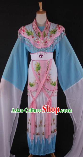 Professional Chinese Beijing Opera Peri Blue Dress Ancient Traditional Peking Opera Diva Costume for Women