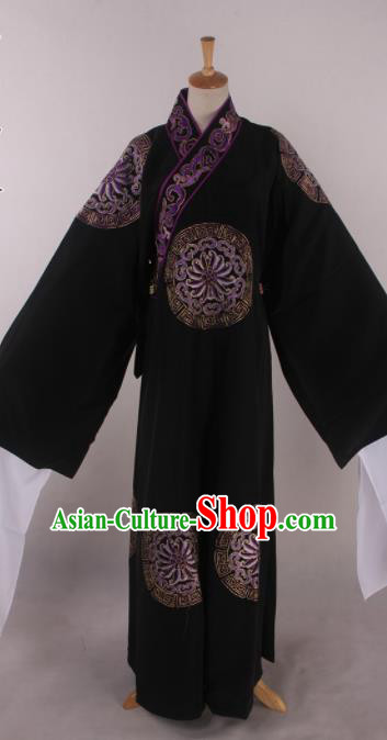 Traditional Chinese Shaoxing Opera Takefu Black Robe Ancient Imperial Bodyguard Costume for Men