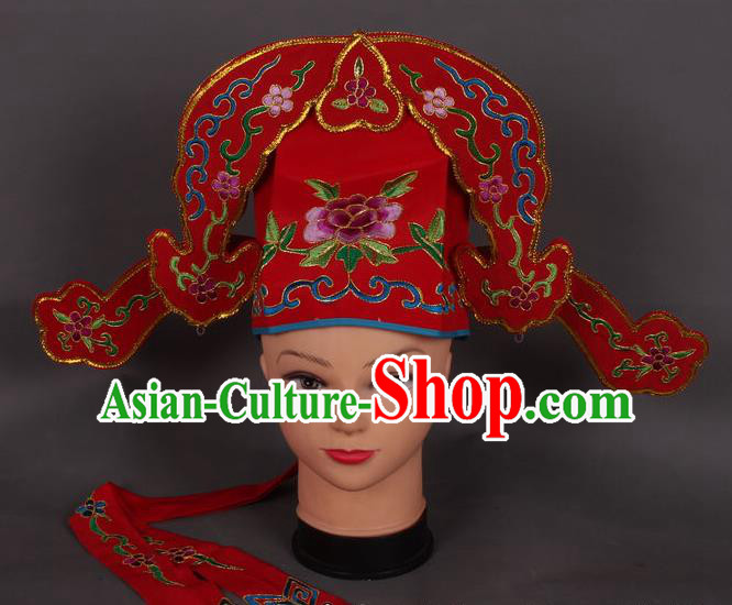 Traditional Chinese Shaoxing Opera Niche Red Hat Ancient Gifted Scholar Hair Accessories Headwear for Men