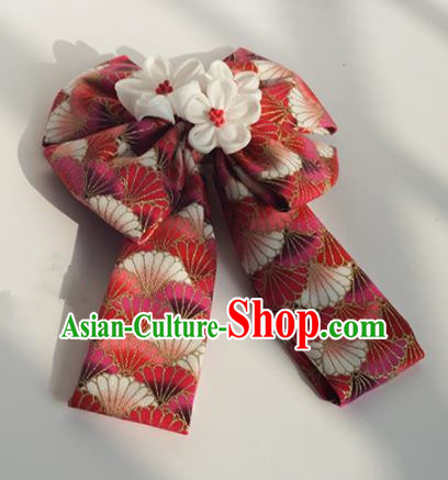 Japanese Geisha Kimono Red Bowknot Hair Claw Hairpins Traditional Hair Accessories for Women