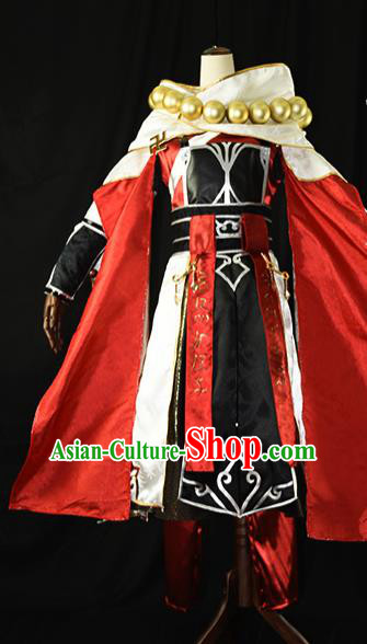 Chinese Ancient Cosplay Kawaler Knight Monk Red Clothing Traditional Hanfu Swordsman Costume for Men