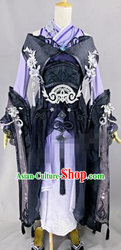 Chinese Ancient Cosplay Fairy Purple Dress Traditional Hanfu Female Swordsman Costume for Women