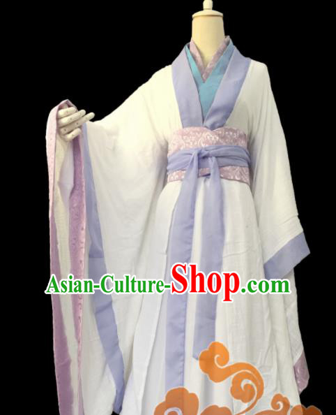 Traditional Chinese Cosplay Taoist Nun Princess White Dress Ancient Swordswoman Costume for Women