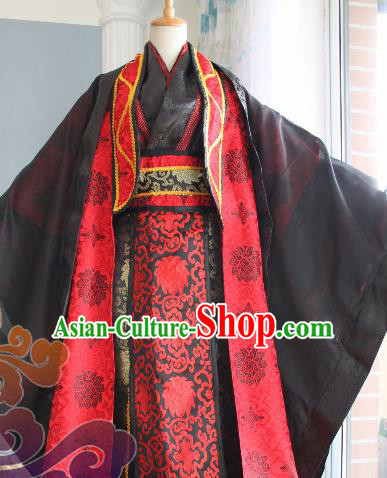 Custom Chinese Ancient Royal Highness Black Clothing Traditional Cosplay Emperor Swordsman Costume for Men