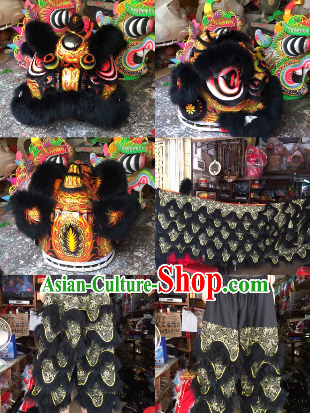 Traditional Chinese Southern Lion Dance Lion Dancing Costume Full Set