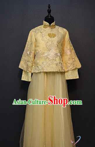 Republic of China Rich Lady Costume Traditional Drama Stage Performance Clothing Ancient Young Mistress Yellow Blouse and Skirt Outfits