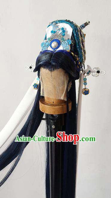 Handmade China BJD Swordsman Wig Sheath Cosplay Ancient Knight King Wigs and Hair Accessories