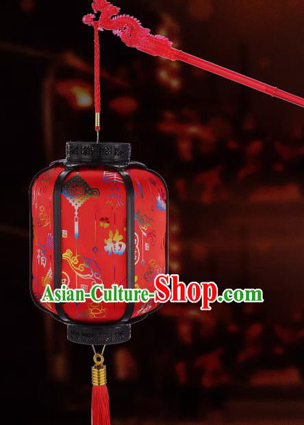 Chinese Portable Lamp Classical Red Lanterns Handmade Lantern Traditional New Year Musical Palace Lantern for Kids