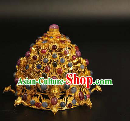 China Traditional Court Gems Hair Crown Ancient Ming Dynasty Phoenix Coronet Handmade Hair Accessories