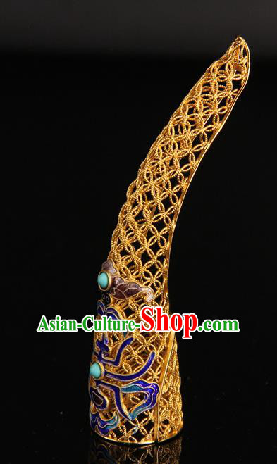 Handmade Chinese Traditional Court Cloisonne Nail Wrap Finger Jewelry Ancient Qing Dynasty Imperial Consort Accessories