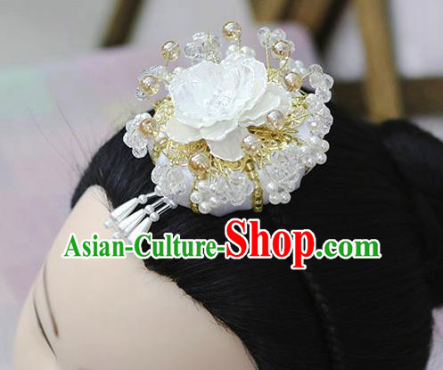 Korean Traditional Court Bride Shell Peony White Hairband Asian Korea Fashion Wedding Hair Accessories for Women
