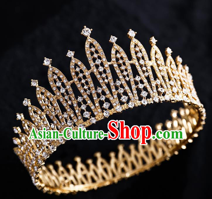 Top Handmade Wedding Bride Round Royal Crown Baroque Princess Hair Accessories for Women