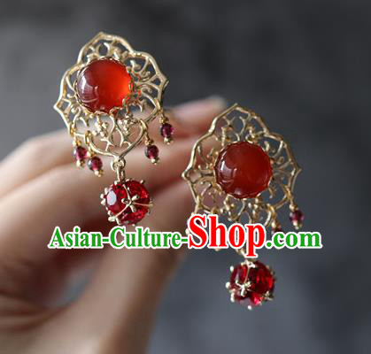 Traditional Chinese Ming Dynasty Princess Agate Hairpins Ancient Court Queen Hair Accessories for Women
