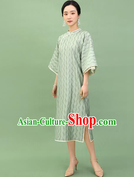 Republic of China Traditional Green Lace Qipao Dress Chinese National Tang Suit Cheongsam Costumes for Women
