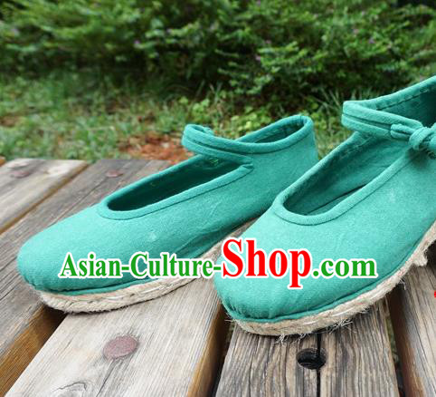 Traditional Chinese National Green Cloth Shoes Ethnic Shoes Hanfu Shoes for Women
