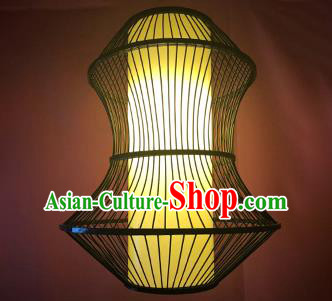 Chinese Traditional Black Bamboo Weaving Yellow Crane Tower Palace Lanterns Handmade Hanging Lantern Lamp