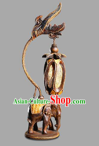 Southeast Asia Traditional Desk Lantern Thailand Handmade Wood Carving Elephant Lanterns