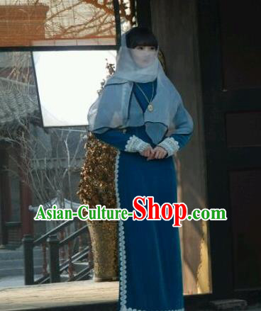 Drama WuXin The Monster Killer Republic of China Ancient Noble Mistress Yue Qiluo Qipao Dress and Headpiece for Women