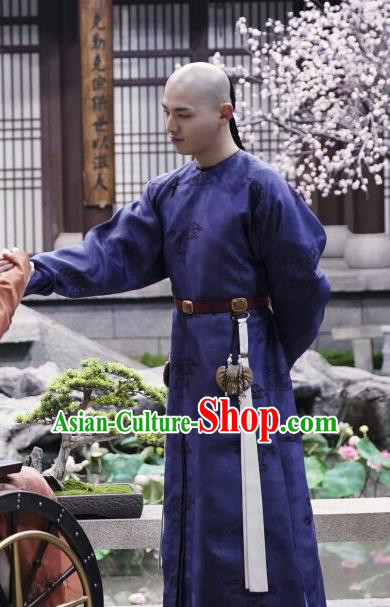 Chinese Ancient Manchu Prince Apparels Costumes Garment Drama Dreaming Back to the Qing Dynasty Thirteen Aisin Gioro Yinxiang Gown