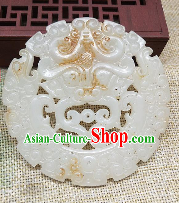Chinese Handmade Jade Handgrip Craft Jade Label Necklace Accessories Carving Monster Jade Pendant
